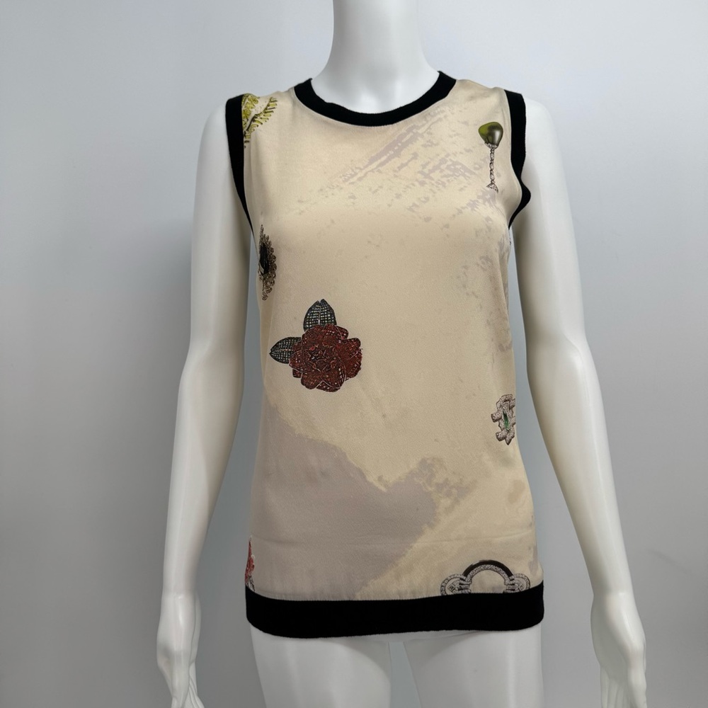 Fuzzi Women’s Size 42 Blouse Sleeveless Silk /Wool Italy